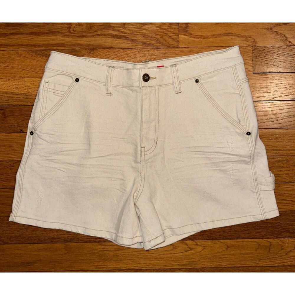 UNIONBAY Cream/Off-White Denim Carpenter Tab Back Utility Jean Shorts Size 9